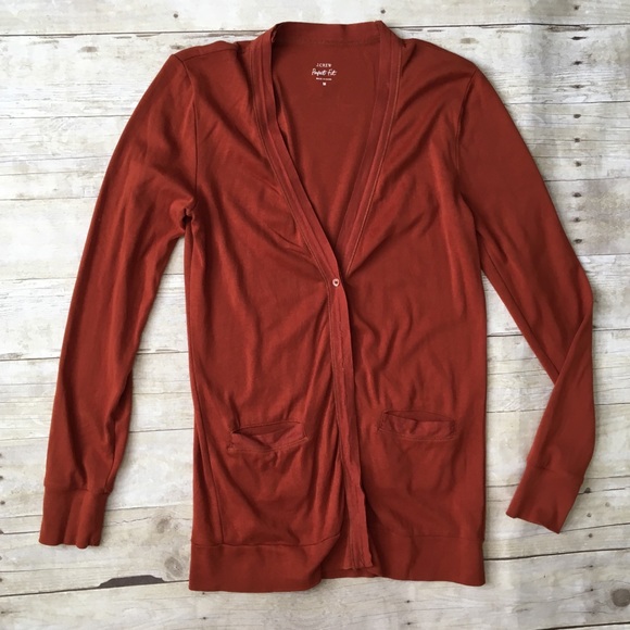 J. Crew Sweaters - J. Crew Burnt Orange Perfect Fit Knit Cardigan